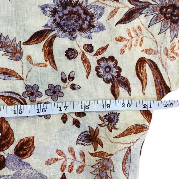 Rachel Zoe 100% Linen Floral Tiered Midi Dress Cottagecore Romantic S/XS - Picture 13 of 16